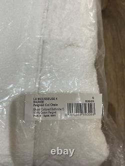 Descamps La Moussouse Shawl Bathrobe, 100% Egyptian Cotton, White, Size XL