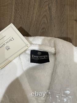 Descamps La Moussouse Shawl Bathrobe, 100% Egyptian Cotton, White, Size XL