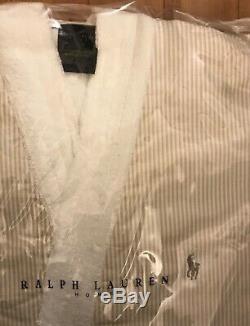 Designer Polo Ralph Lauren Home Bath Robe White Sand Beige Size L RRP £199