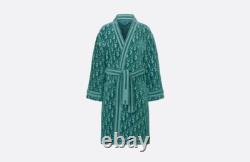 Dior Mens Kim Jones Bathrobe Medium 100% Cotton Belted House Spa Robe Green