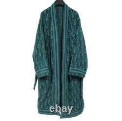 Dior Mens Kim Jones Bathrobe Medium 100% Cotton Belted House Spa Robe Green