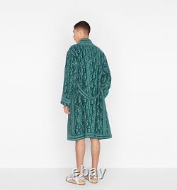 Dior Mens Kim Jones Bathrobe Medium 100% Cotton Belted House Spa Robe Green