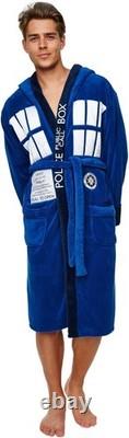Doctor Who TARDIS Size Large Unisex Dressing Gown Bath Robe Hooded Polar Fleece