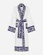 Dolce&Gabbana Blu Mediterraneo White/Blue Unisex Terry Cotton Bath Robe New