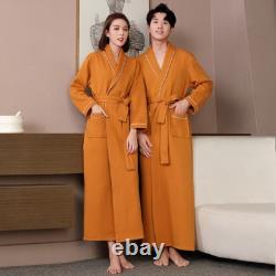 Double-layer 100%Cotton Robes Kimono Bath Robe Couples Breathable Bathrobe Towel