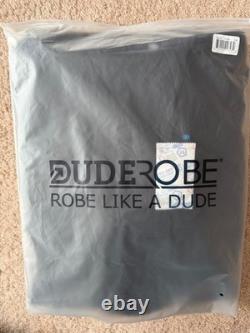 DudeRobe Mens Hooded Bathrobe Black ROBE1 shark tank Jersey Terry s/m