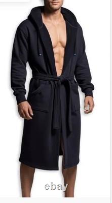 DudeRobe Mens Hooded Bathrobe Black ROBE1 shark tank Jersey Terry s/m