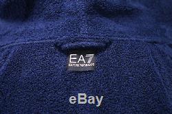 EMPORIO ARMANI EA7 Royal Blue Hooded Terry Bath Robe Men's Medium