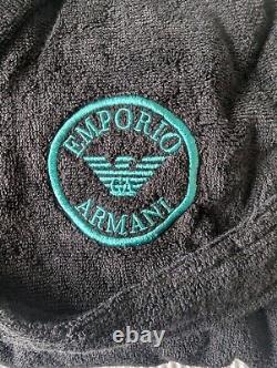 EMPORIO ARMANI Terry bathrobe with hood and logo embroidery £150