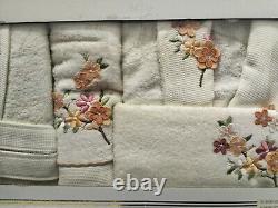Elegance Bathrobe Family Set Mens Ladies Bambo Cotton Flower Design Bath Robe