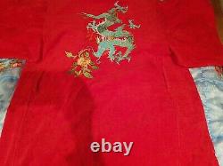 Emanuel Ungaro Red Towelling Bathrobe Dressing Gown With Dragon