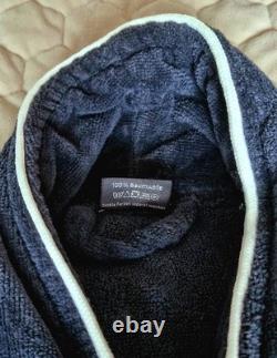 Embroidered Black Cotton Sauna Robe Gift Handmade in Estonia Gold Stitch Lux