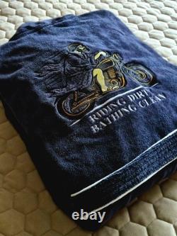 Embroidered Black Cotton Sauna Robe Gift Handmade in Estonia Gold Stitch Lux
