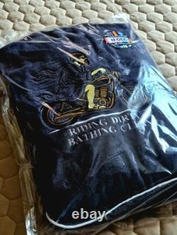 Embroidered Black Cotton Sauna Robe Gift Handmade in Estonia Gold Stitch Lux