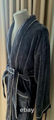 Embroidered Black Cotton Sauna Robe Gift Handmade in Estonia Gold Stitch Lux