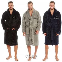 Embroidered Personalised Mens Robe Dressing Gown Bathrobe Luxury Soft Gift Gents