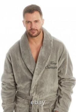 Embroidered Personalised Mens Robe Dressing Gown Bathrobe Luxury Soft Gift Gents