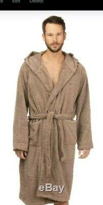 Emporio Armani Bath Robe Size L Hooded Belted Knee Length Logo Details