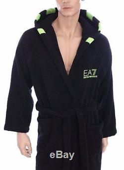 Emporio Armani Men Bathrobe Black Swimmer Robe Towelling Dressing Size S, M