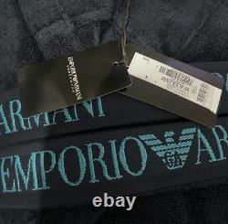Emporio Armani Navy Hooded Bathrobe / Gown, Small, Logo Waistband, BNWT, RRP£175