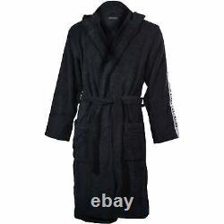 Emporio Armani Sleeve Logo Men's Cotton Hooded Bathrobe, Navy