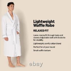 Essentials Men's Lightweight Waffle Bathrobe (Available in Big & Tall), Navy