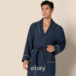 Essentials Men's Lightweight Waffle Bathrobe (Available in Big & Tall), Navy
