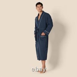Essentials Men's Lightweight Waffle Bathrobe (Available in Big & Tall), Navy