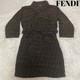 FENDI Zucca Bath Robe Gown L Brown FF Logo Towelling Cotton Belted Housecoat