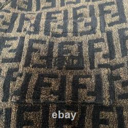 FENDI Zucca Bath Robe Gown L Brown FF Logo Towelling Cotton Belted Housecoat