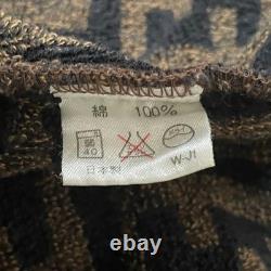 FENDI Zucca Bath Robe Gown L Brown FF Logo Towelling Cotton Belted Housecoat