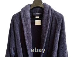 FRETTE Bathrobe L/XL Navy Blue Cotton Heavy Terry Cloth Luxury Pockets Belt