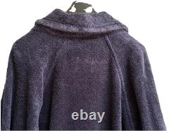 FRETTE Bathrobe L/XL Navy Blue Cotton Heavy Terry Cloth Luxury Pockets Belt