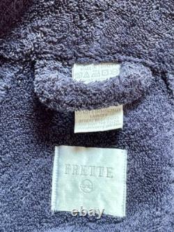 FRETTE Bathrobe L/XL Navy Blue Cotton Heavy Terry Cloth Luxury Pockets Belt
