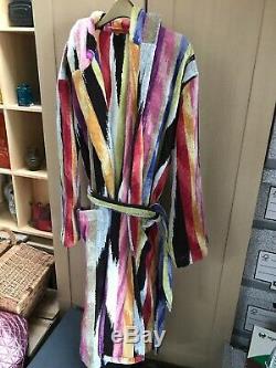Fabulous Missoni Home Striped Hooded Bath Robe. New Unworn 100% Cotton. Size L