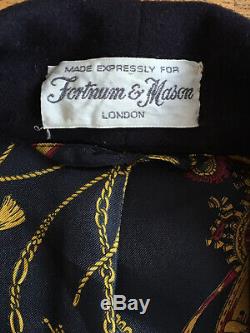Fortnum & Mason Cashmere Silk Robe Navy House Gown Bath Dressing Loungewear