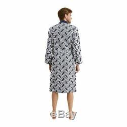 France Yves Delorme Naussica Man's Cotton Jacquard Kimono/bathrobe, Navy Color