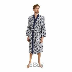 France Yves Delorme Naussica Man's Cotton Jacquard Kimono/bathrobe, Navy Color