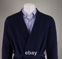 Frette 1860 Navy Blue Waffle Textured Bathrobe Men's S-M