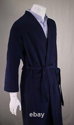 Frette 1860 Navy Blue Waffle Textured Bathrobe Men's S-M