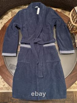 Frette Gent's Size Small Luxurious Bathrobe Midnight Blue Made In Portugal New