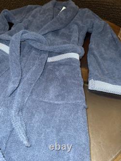 Frette Gent's Size Small Luxurious Bathrobe Midnight Blue Made In Portugal New