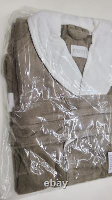 Frette Tarry Bathrobe Extra Large Taupe/White 100% Cotton