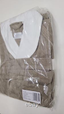 Frette Tarry Bathrobe Extra Large Taupe/White 100% Cotton