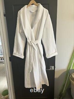 Frette bathrobe Robe 100% cotton Turkish bath wrap white XL with tie NEW Pockets