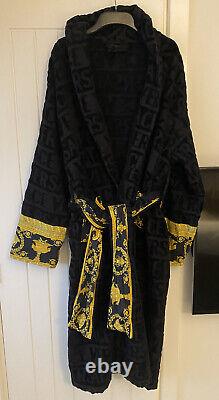 Gianni Versace black / gold terry towelling dressing gown bath robe XL