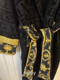 Gianni Versace black / gold terry towelling dressing gown bath robe XL