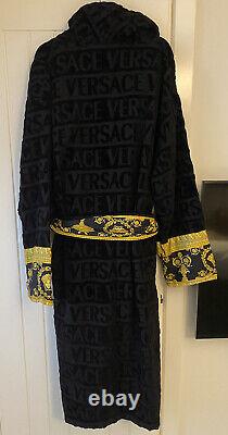 Gianni Versace black / gold terry towelling dressing gown bath robe XL