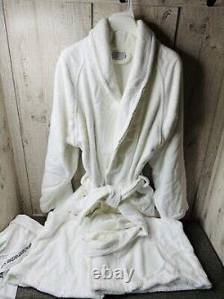 Hammacher Schlemmer Long Bathrobe Size Large Turkish Cotton Luxury White with Bag