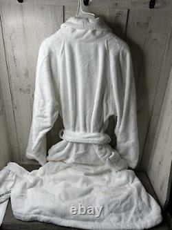 Hammacher Schlemmer Long Bathrobe Size Large Turkish Cotton Luxury White with Bag